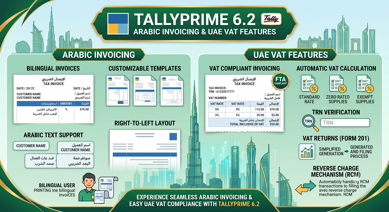 TallyPrime 6.2 Features: Multilingual Invoicing and UAE VAT