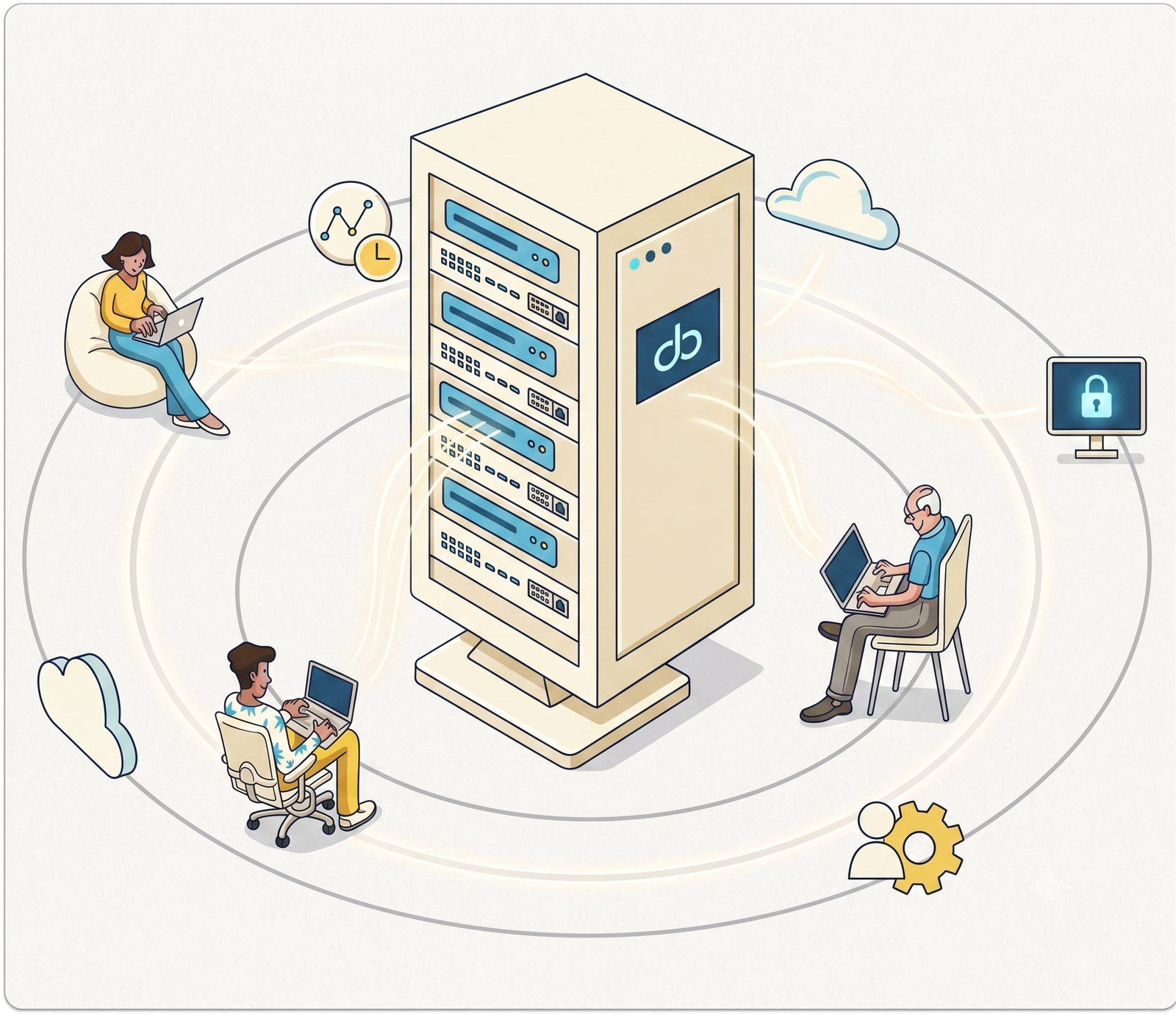 TallyPrime Server illustration showing centralized multi-user architecture for enterprise businesses