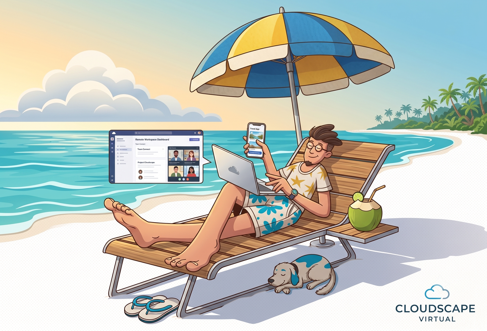 Tally Virtual User illustration showing remote TallyPrime access from anywhere